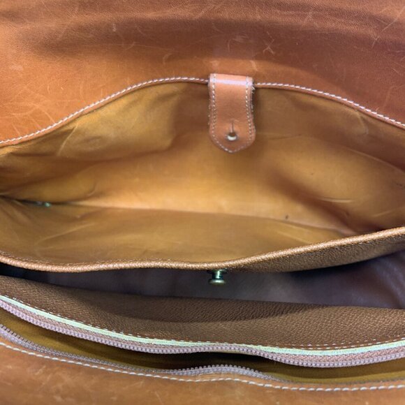 Vintage Dooney & Bourke AWL Shoulder Satchel Zipper Top Case Bone/British Tan - Picture 15 of 16